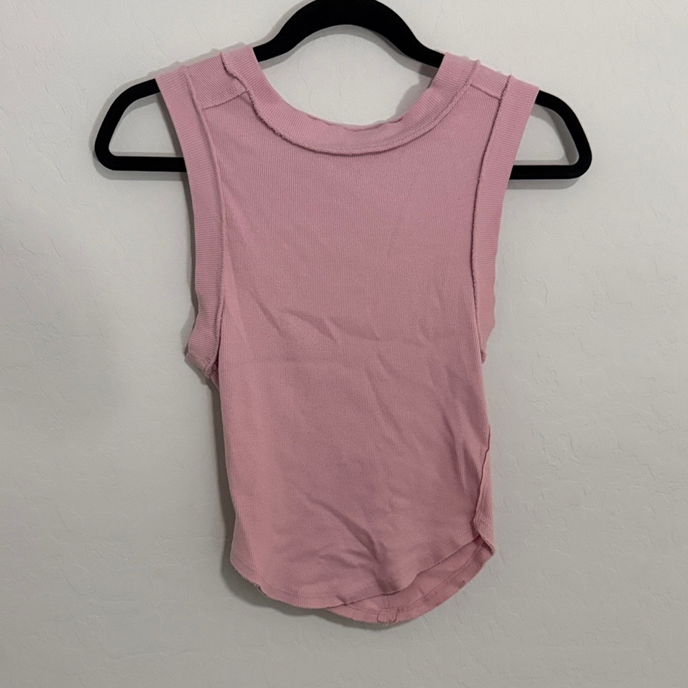 We The Free Light Pink Ribbed Tank Top